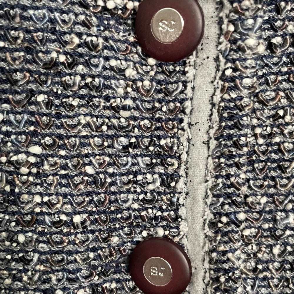 St. John Collection Navy and White Tweed Blazer - Picture 3 of 14